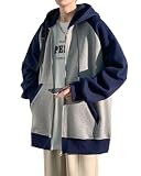[Poperdision] ジップ パーカー 秋服 メンズ スポーツウェア 大きい サイズ おしゃれ 厚手 人気 ジャケット スポーツ フード 付き オシャレ トレーナー カジュアル カーディガン コート ジャージ 春秋冬服 ジップアップパーカー Gray blue-L