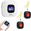 WiFi Caregiver Pager with No Monthly Fee - Smart Call System with LED Display & App Alerts, 2 SOS Panic Buttons & 1 Receiver, Emergency Alert for Elderly Home Care 2.4GHz WiFi Only
