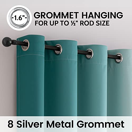 Image of SimpleHome 100% Blackout Ombre Bedroom Curtains Teal and Greyish White,84L | Room Darkening Curtains,Thermal Insulated Grommet Window Drapes and Curtains for Living Room,2 Panels, 52x84 inches Length