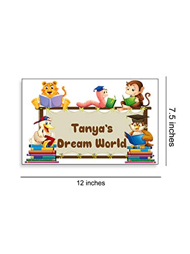 Image of 999Store Printed Cartoon Kids for Children Room Name Plate (MDF 12 X7.5 Inches Multi)
