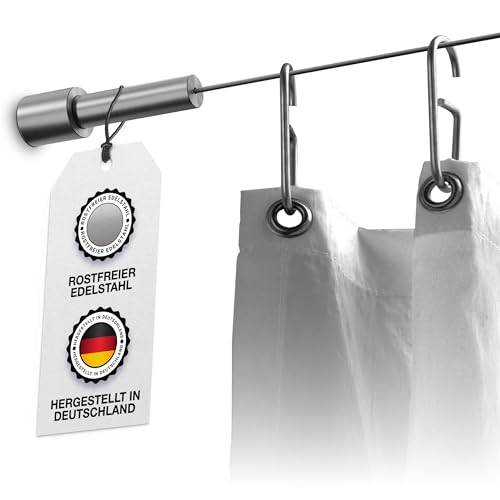 Seilspanngarnitur für Duschvorhang, Edelstahl gebürstet, Seilspannsystem im Badezimmer - PHOS Design