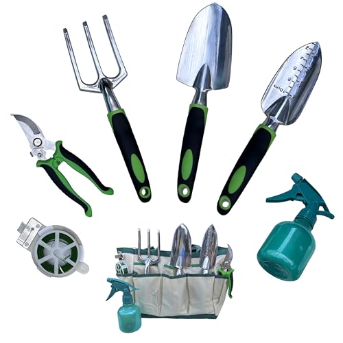 Gardening Tools Set, Gardening Tools, 8 Piece Set Heavy Duty Gardening Hand Tools, Outdoor Garden Hand Tools with Non Slip Rubber Grips. with Handbag. (7)