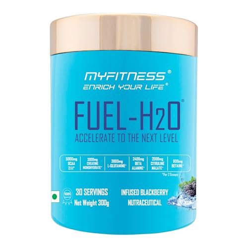 Image of Myfitness Fuel H2O Pre Workout Supplement | Non Caffeine Pre Workout Powder | BCAA | Creatine | Glutamine | Beta Alanine | Citrulline Malate | Taurine | Betaine | Electrolytes | (Infuse Blackberry)