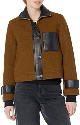 Club Monaco Women's Cropped Leather Combo Jacket