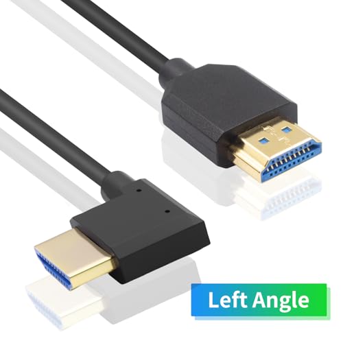 Duttek 8K 90 Degré HDMI câble 1FT, 48Gbps Angle gauche court HDMI 2.1 Cord, Ultra mince flexible Slim Compatible pour le jeu PC moniteur TV moniteur PS5 Ordinateur Xbox