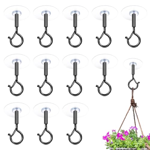Image of HASTHIP 12Pcs Ceiling Hooks Self-Adhesive No-Drill Metal Snap Clasp Hanging Hooks for String Lights, Small Planters & Decor, 1.5kg Load Capacity Ceiling Mount Hangers for Home & Office, Grey