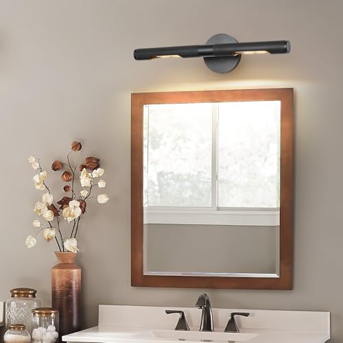 Image of 19 inch L Picture Light Dimmable Vanity Bathroom Light Rotatable 360 Wall Sconce Lights for Pictures Art Gallery Painting Frame,Include Bulbs,Black 19 inch L x 1.38 inch D