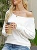 Dressmine Cold Shoulder Tops Baggy Batwing Long Sleeve Shirts Oversized y2k Top Sweatshirts Spring Clothes White Size 16 #2