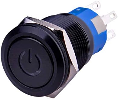 Ulincos Latching Push Button Switch U19C1 1NO1NC SPDT ON/Off Black Metal Shell with Green LED Suitable for 19mm 3/4" Mounting Hole (Green)