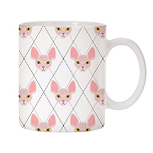 Mystic Sloth Cat Breed Argyle 11oz Ceramic Mug (Sphynx)