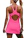 Yanekop Womens Tennis Dress with Built in Shorts Golf Dress Athletic Outfits Yoga Active Workout Dresses(Neon Pink,XS)