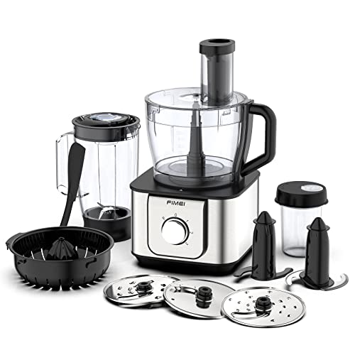 FIMEI Küchenmaschine 1100W FIMEI Multifunktionale Küchenmaschine,1100 W,11 in 1, 3 Geschwindigkeiten und Pulsfunktion, 3.2L Zerkleinerer, 1.5L Mixer, Mühle