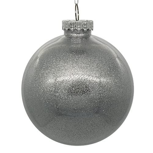 Vickerman 4" Clear Ball Christmas Ornament with Silver Glitter Interior. This Item Comes with 6 Ornaments per Unit.