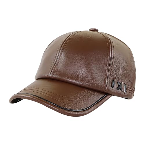 Läder Baseballkeps - Justerbar PU-Läderhatt, Vintage Stil Sporthjälm | Utomhusaktiviteter Resor Vandring Golf Arbete Kvinnor Solskydd Kläder C, Brun