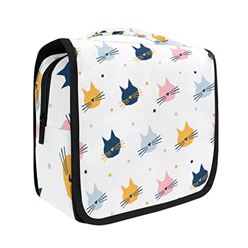 senya Hanging Travel Toiletry Bag Kit Makeup Case Cosmetics Organizer for Men Women (Childish Cat Graphic Cover)…