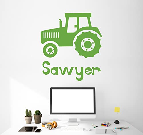 Tractor Vinyl Wall Decal - Customizable Home Decor With Personalized Name - Tractor Decor For Bedroom, Barn, Or Play Room - Removable Sticker #TOP25