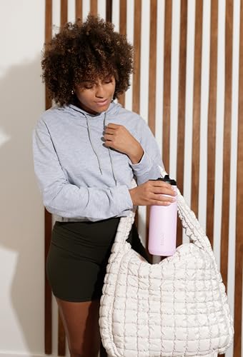 Image of ZULU Base 24oz Stainless Steel Water Bottle with 3 Lids- Straw, Chug, Twist | Double Walled and Vacuum Insulated Metal Thermos | Fits Car Cupholder, Built in Carry Loop, Dishwasher Safe, Pink