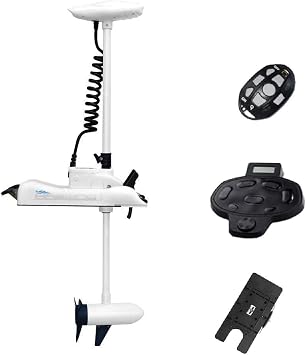 AQUOS Haswing CaymanB Electric Bow Mount 12V Saltwater & Freshwater Trolling Motor - 55lbs Thrust, 48in Shaft, with Wireless Remote & Wireless Foot Control, Quick Release Bracket