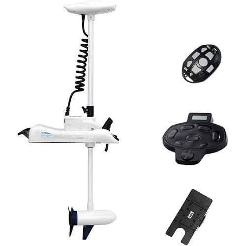 AQUOS Haswing CaymanB Bow Mount Trolling Motor with Wireless Remote & Wireless Foot Control, Quick-Release- 80 Lb. Thrust, 48 in. Shaft, Saltwater & Freshwater