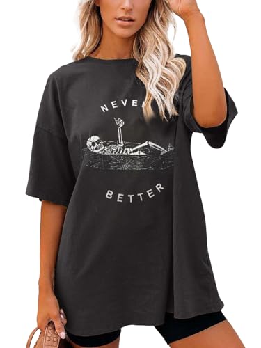 T-shirt col rond femme SHEKINI ample pour dissimuler les rondeurs avec style rétro vintage