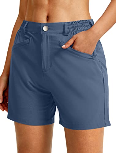 Soothfeel Women's Golf Shorts With 4 Pockets 5 Inch Quick Dry Stretch Dress Work Hiking Shorts For Women Casual Summer (Dusty Blue, Xl) #TOP14