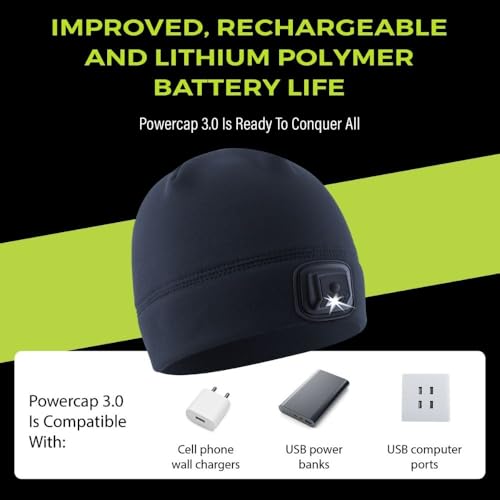 POWERCAP LED Hat Light 150 Lumens Rechargeable Fleece Beanie with Bright Built-in Headlamp Waterproof LED Warm One Size Cap (US, Alpha, One Size, Black 3.0) by Panther Vision - Image 7