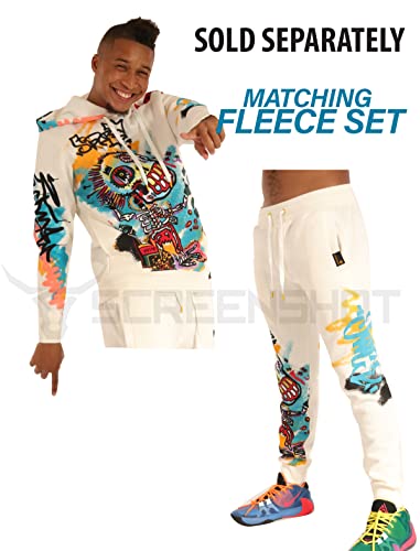 Screenshot-P11264 Mens Urban Hip Hop Premium Streetwear Fleece Bottoms - Street Graffiti Art Embroidery Cartoon Skeleton Gel Print Sweatpants-Cream-Large #TOP5
