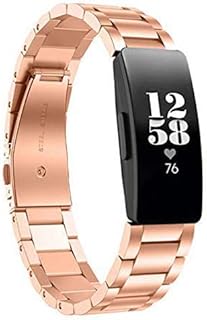 Chofit Compatible con Fitbit Inspire HR/Inspire Correa Fitness Tracker Acero Inoxidable Business Watch Band Reemplazo Hombres y Mujeres Pulsera Impermeable para Inspire HR Correa, Color Oro Rosa