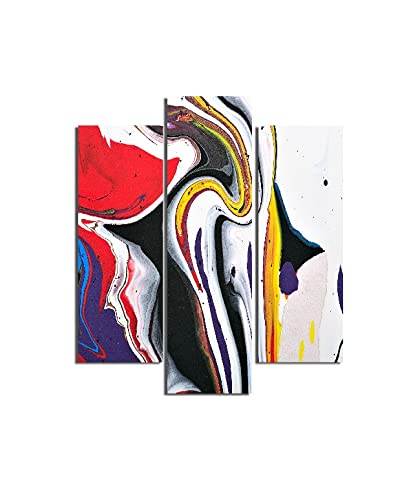 Tableau Rouge 3 Pieces abstrait multicolore en MDF Homemania