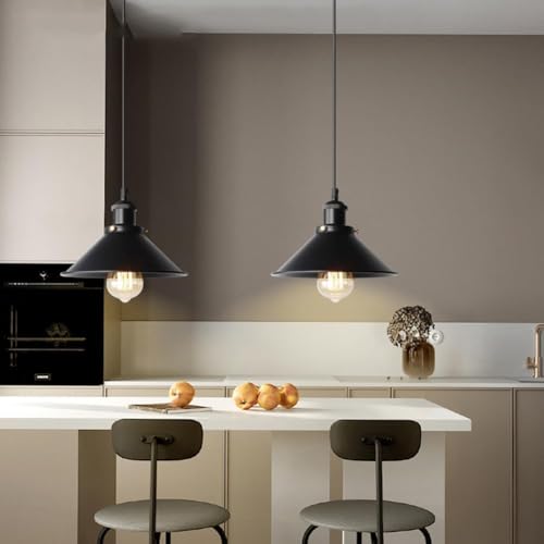 Suspension lampe de pendentif en métal brut noir industriel rétro - 4