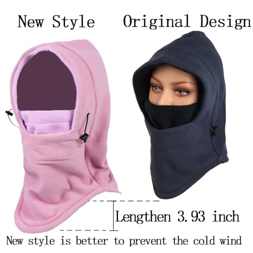 Warm Fleece Balaclava Ski Bike Full Face Mask Neck Warmer Winter Sports Cap(Pink+Purple)