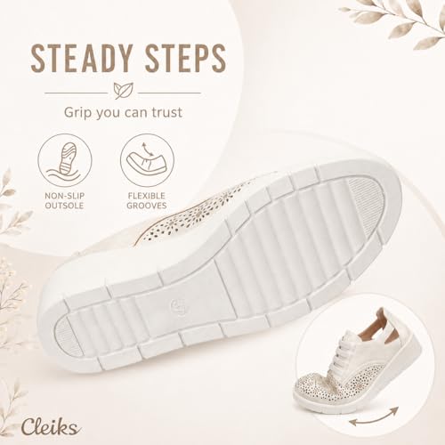CLEIKS Freizeitschuhe Damen Bootsschuhe Damen Leicht Pflegeleicht für Outdoor Picknick Grillen (Beige, 39 EU, WCL260332-7)