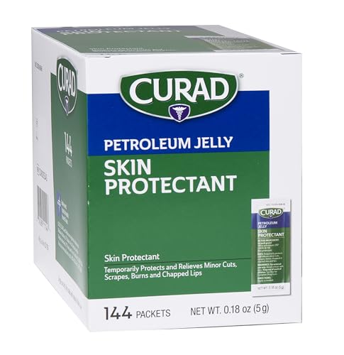 Curad Petroleum Jelly Skin Protectant, 5-g Foil Packet, 0.18-oz, 144 Count (Pack of 6)