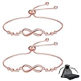 ღ Fina Mano de Obra: De excelente artesanía y pulido finamente, toda nuestra cadena de pulsera deslizante tiene una superficie lisa y brillante, cómoda de llevar. El paquete incluye: 2 x pulsera con encanto infinito, 1 x caja de joyería, 1 x bolsa de joyería, 1 x paño de limpieza.