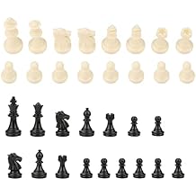 Chess Set,International 32PCS Standard Chess Pieces Replacement Tournament Black White Chessmen with Kings Queens Rook Bishop Knight Pawn, Castles for Children Teenager Adults