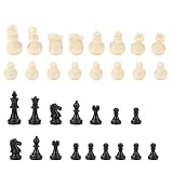 Chess Set,International 32PCS Standard Chess Pieces Replacement Tournament Black White Chessmen with Kings Queens Rook Bishop Knight Pawn, Castles for Children Teenager Adults