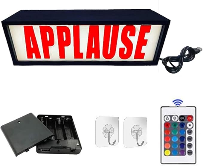 Studio Lamp, Applause Wall Hanging LED Light with Remote Control, Hooks, 16 Lighting Modes, USB Powered, for Movie Theater, Live Advertising, Theater, Room, Home Decoration
