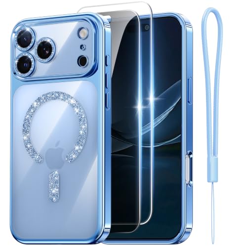 Meifigno for iPhone 18 Pro Max Case+HD&Privacy Tempered Glass, Glacier Blue