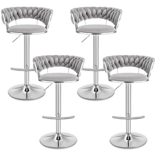 Gold Velvet Bar Stools Set of 4