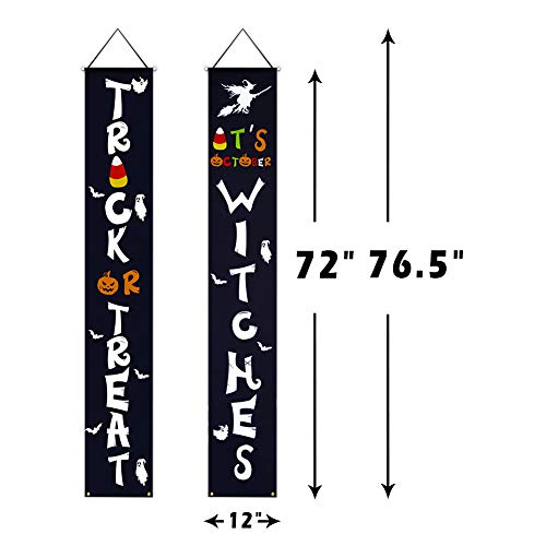 DMIGHT Halloween Decorations Outdoor,Trick or Treat & It's October Witches Halloween Signs for Front Door or Indoor Home Decor,Durable Halloween Outside Decorations. - Thumbnail 3