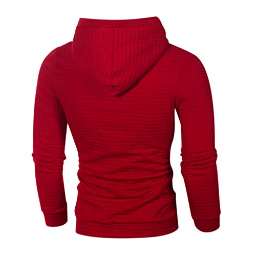 Sweat à capuche gaufré pour homme pull en tricot décontracté rouge 5XL