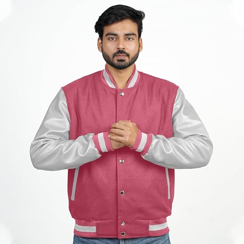 Image of Men's Fashion Varsity Jacket Causal Slim Fit Wool Letterman Baseball Bomber Jackets