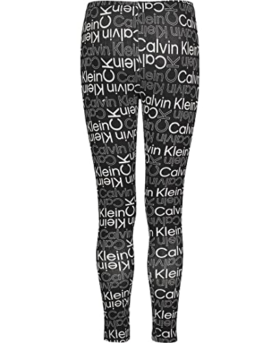Calvin Klein Girls' Performance Stretch Legging, Black Repeat, 12-14 #TOP1