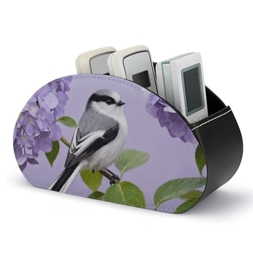 FekiLoot Tit in Purple Hydrangea Remote Control Holder - Leather Remote Caddy Holder 5-Compartment...