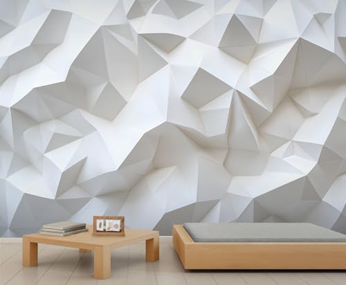 XUWEISI White Geometry Wallpaper 3D Wall Murals, Abstract Three-Dimensional Geometry