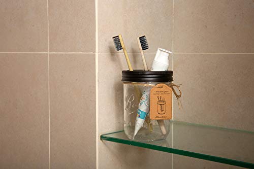 Plomkeest 16 Oz Mason Jar Toothbrush Holder Rust Proof 304 Stainless Steel Rustic Farmhouse Decor Bathroom Accessories(Black) #TOP1