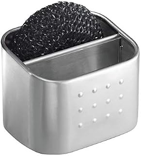 InterDesign Forma Sink Caddy, Sponge Holder with 2 Compartments, Made of Stainless Steel, Brushed Silver Colour