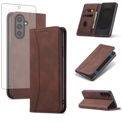 Housse Samsung S25 FE rabat magnétique et verre trempé inclus