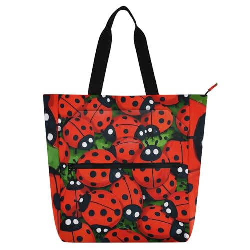 Bolsas de mano de mariquita roja para playa y compras diarias