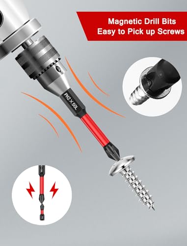 Aseboy PH2 Magnetic Drill Bits 5-Pack, 2-Inch S2Steel, Magnetic Screwdriver Tips with Anti-Slip, 1/4\" Hex Shank, Impact-Ready Driver Bit Set for Drill - Thumbnail 3